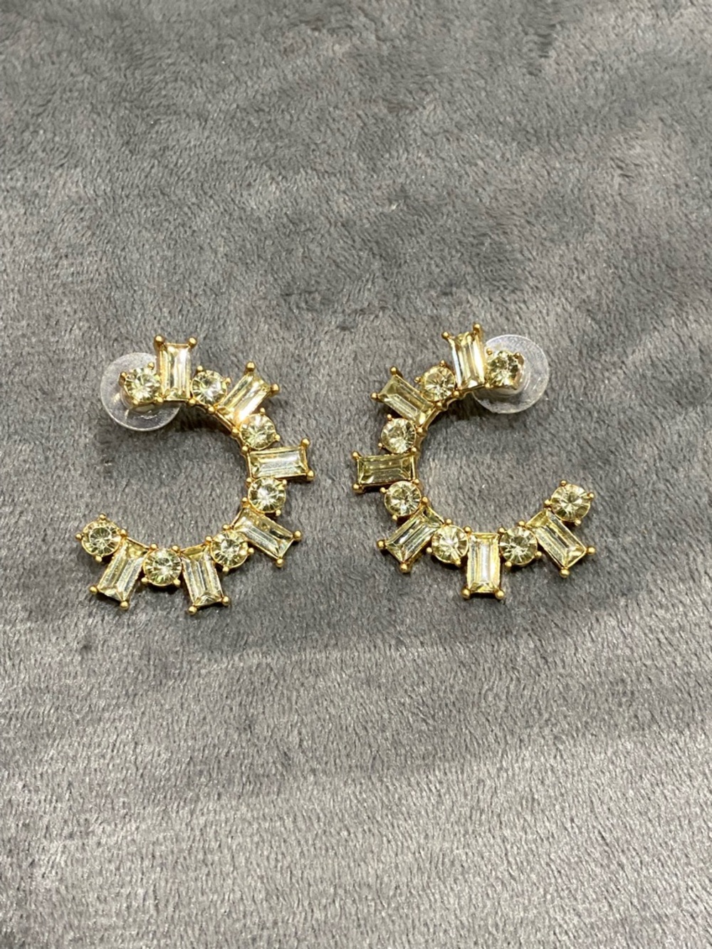 J. Crew Factory Gold Crystal Crescent Hoop Earrings
